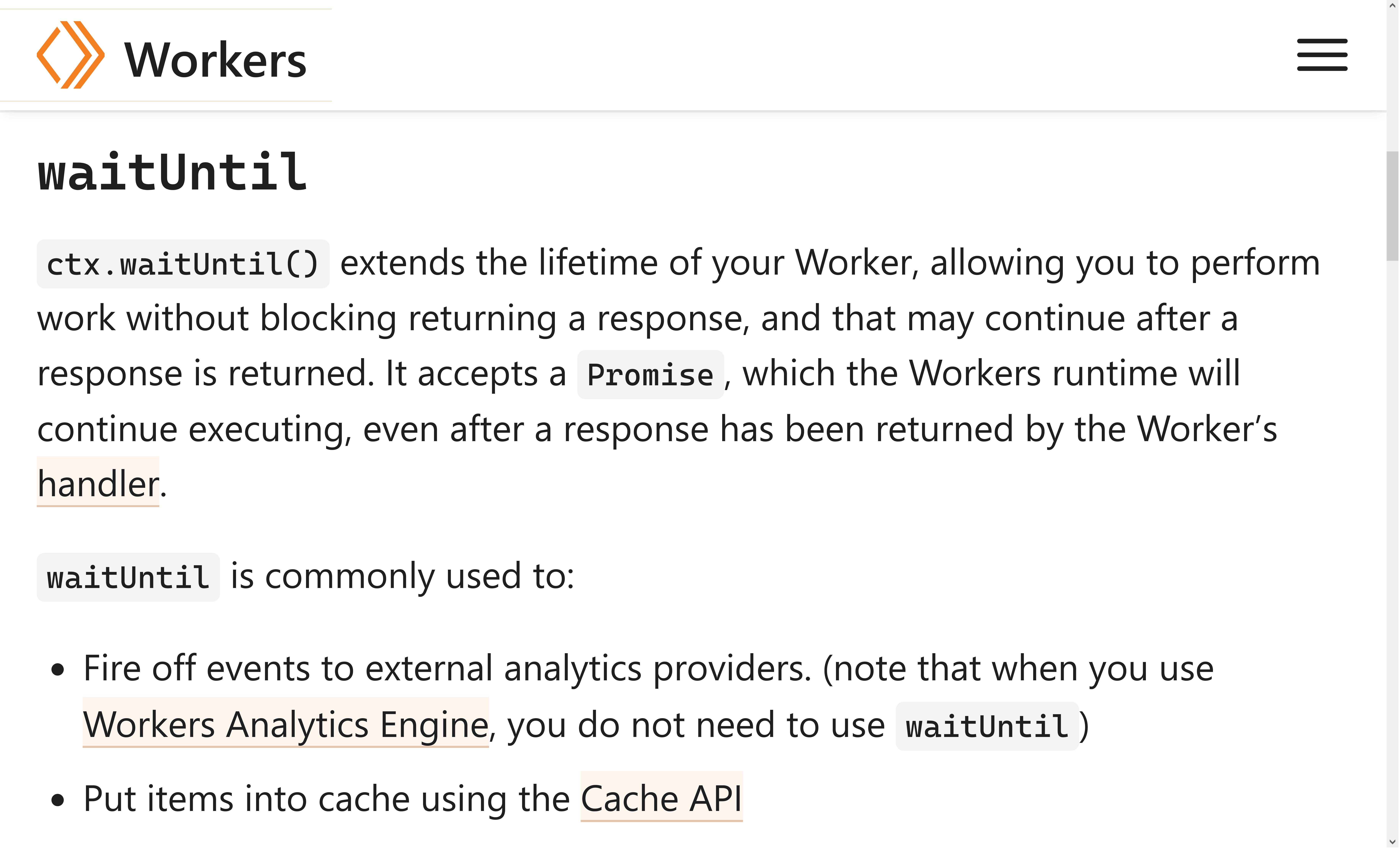 Cloudflare waitUntil documentation